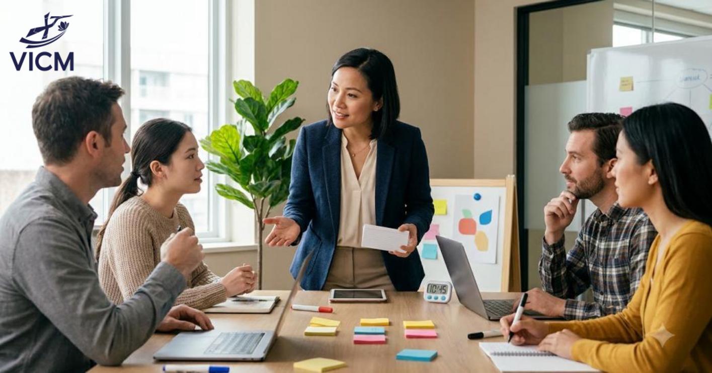 Facilitation Skills giúp người điều phối đọc tín hiệu nhóm, dẫn dắt thảo luận, thúc đẩy ý tưởng và hỗ trợ ra quyết định hiệu quả. Facilitation Skills giúp người điều phối đọc tín hiệu nhóm, dẫn dắt thảo luận, thúc đẩy ý tưởng và hỗ trợ ra quyết định hiệu quả.
