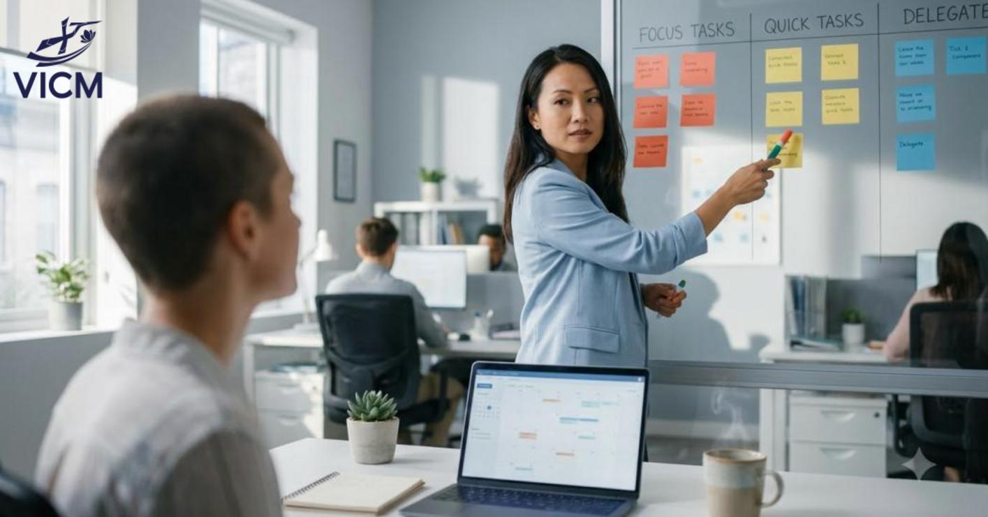 Quản lý tốt thời gian, năng lượng và sự tập trung giúp giữ tiến độ công việc ổn định. Quản lý tốt thời gian, năng lượng và sự tập trung giúp giữ tiến độ công việc ổn định.