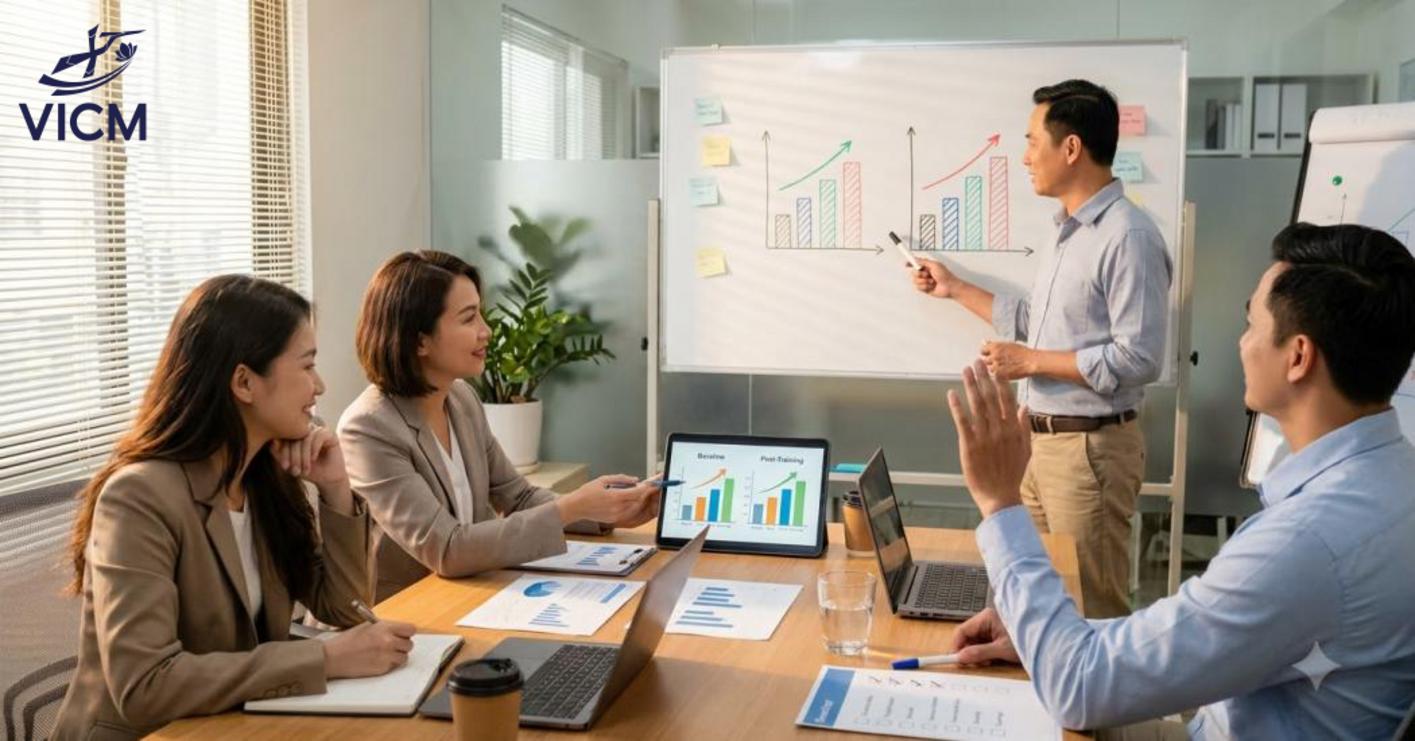 So sánh dữ liệu trước, sau đào tạo để đo lường thay đổi hành vi